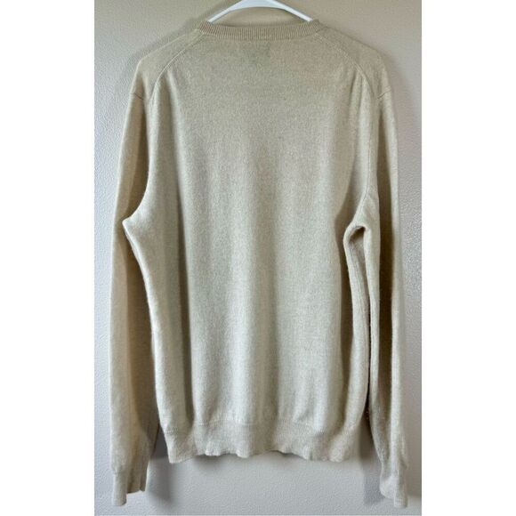 Club Room 100% Cashmere Classic V-Neck Men's Lightweight Cream Sweater Large - Picture 5 of 10